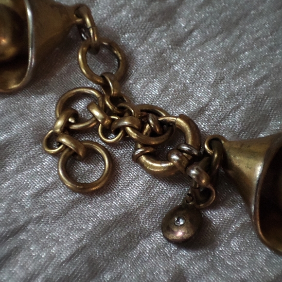 J Crew Pea in a Pod Fortune Cookie Oxidized Brass Metal Necklace Signed - Picture 10 of 14